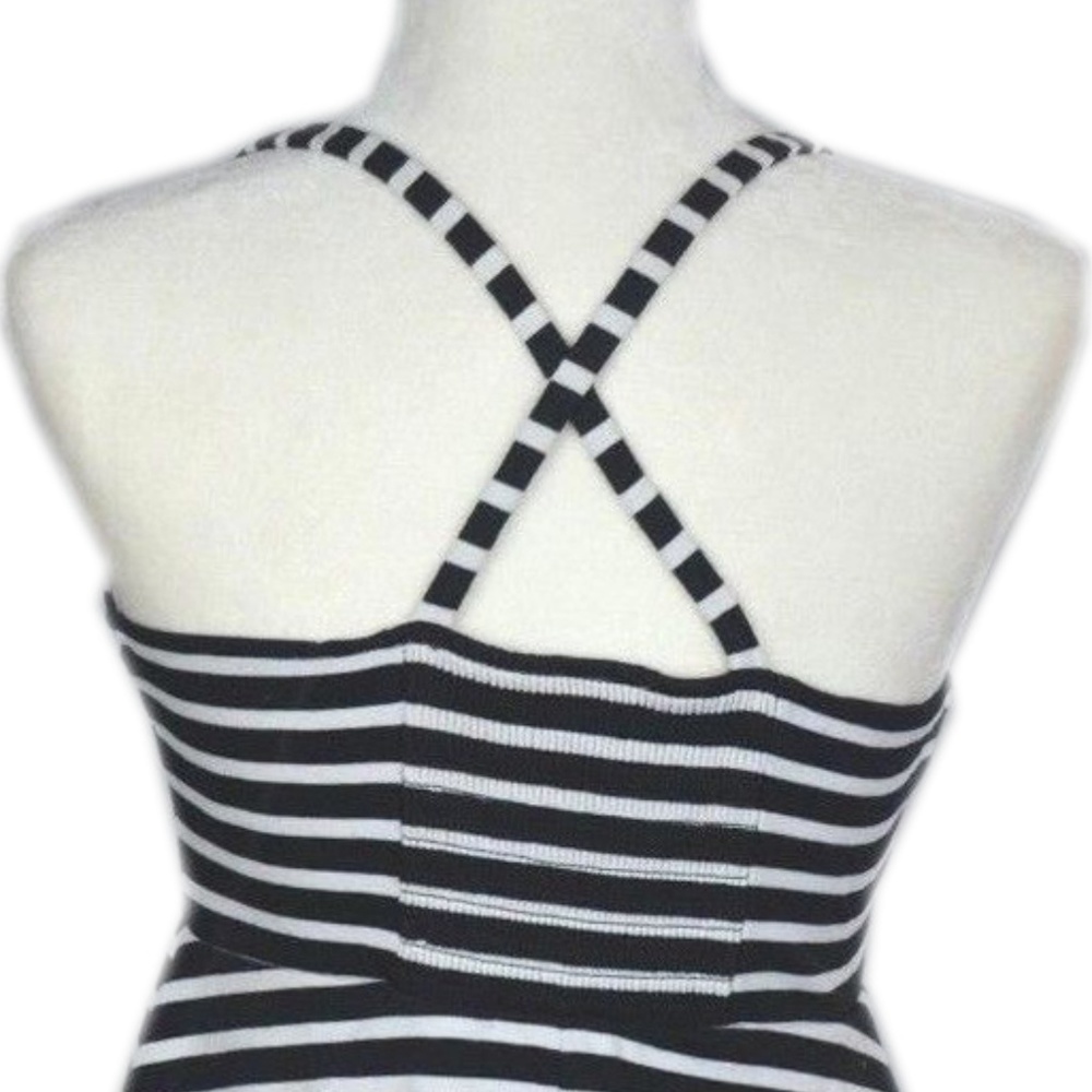2/$15 Old Navy Black/White Striped Skater Dress - Picture 4 of 4